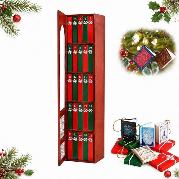 Tiny Book Advent Calendar, Mini Book Ornament Advent Calendar, 24 Mini Books Christmas Countdown