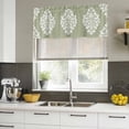 thumbnail image 4 of Baroque Sage Green Curtain Valances for Windows, Kitchen Valance Window Treatments Panel 2 Pack, Vintage Damask Classic Floral Rod Pocket Short Curtains for Bathroom Bedroom 42 x 12 Inch, 4 of 8