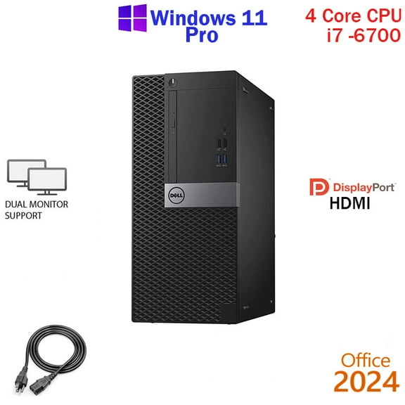 Restored Windows 11 Dell 7040 i7 6700 3.4 ghz 500GB SSD 16GB RAM WiFi Desktop Computer PC Office24 (Refurbished)