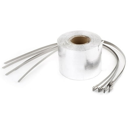 Unique Bargains Auto Car Silver Tone Exhaust Insulating Wrap Thermo Cloth 50mm Width