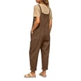 thumbnail image 6 of Fnooota Women's Overalls with Pockets, Casual Cotton Linen Adjustable Straps Loose Fit Summer Jumpsuits Brown Size L, 6 of 7