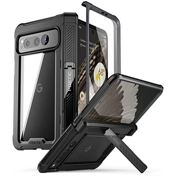 Poetic Guardian Case for Google Pixel Fold 5G , Clear Case with Built-in Screen Protector, Black/Clear