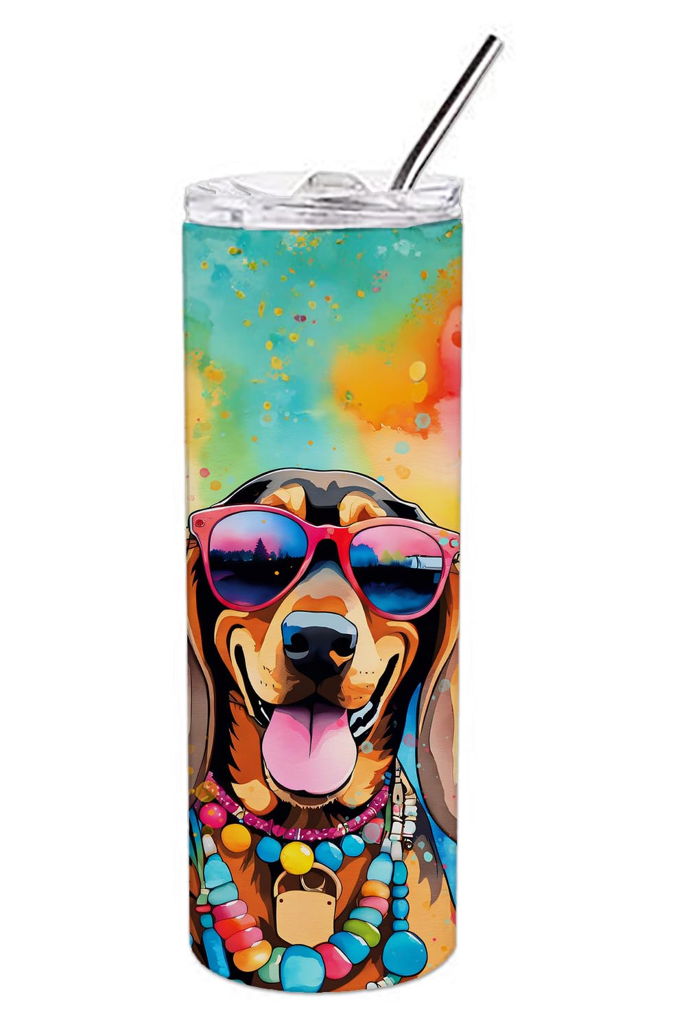 Doberman Pinscher Hippie Dawg Stainless Steel Skinny Tumbler 3 in x 8.25 in