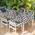 thumbnail image 2 of Easter Table Cloths for 5 Foot Rectangle Tables, Spring Colorful Eggs Bunny Flower Plant Black Patio Waterproof Elastic Fitted Tablecloths, Washable Rectangular Table Cover for Camping, 2 of 8