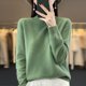 thumbnail image 1 of Suéter de lana para mujer, otoño e invierno, suéter de cuello alto medio sin costuras, camisa de punto con parte inferior, 1 of 6
