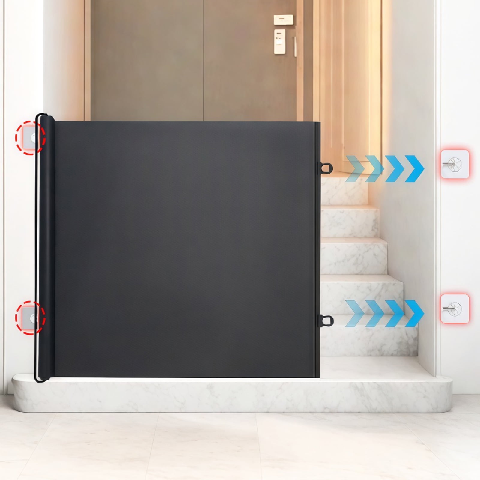 Retractable Mesh Pet Gate, 130x78cm Expandable Pet Fence for Dogs & Cats, Portable Safety Barrier for Doorways, Stairs, Indoor Use, Training Tool