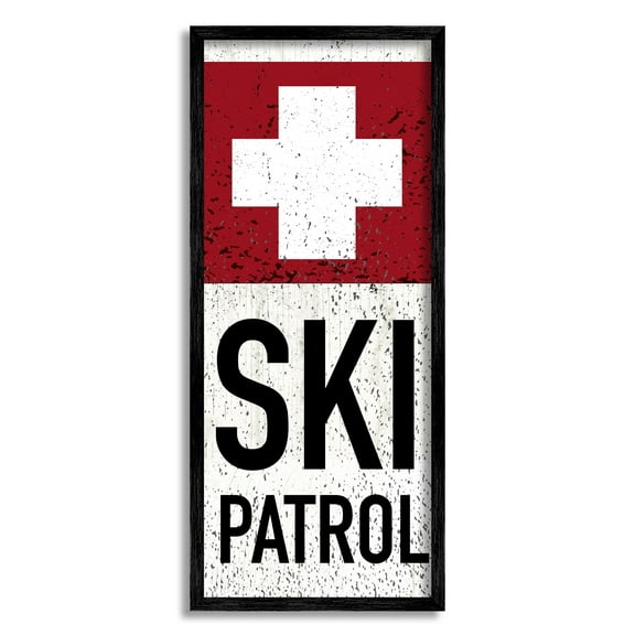 Stupell Industries Rustic Ski Patrol Winter Mountain Sport Distressed Pattern, 13 x 30, Design by Valerie Wieners