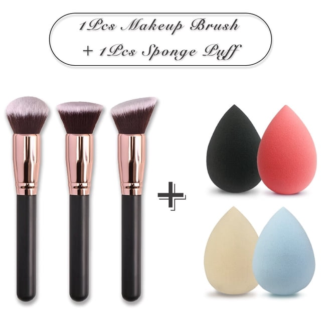 Makeup Brushes Foundation Loose Powder Concealer Blush Brush Face Cosmetic Beauty Makeup Tool Pincel MaquiagemFlat With Sky Blue He Qiyong unisex