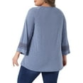 thumbnail image 3 of Agnes Orinda Women's Plus Size Tops Long Sleeve Crochet Panel Hollow Out Pleated Casual Tunics Blouse 1X Gray Blue, 3 of 6