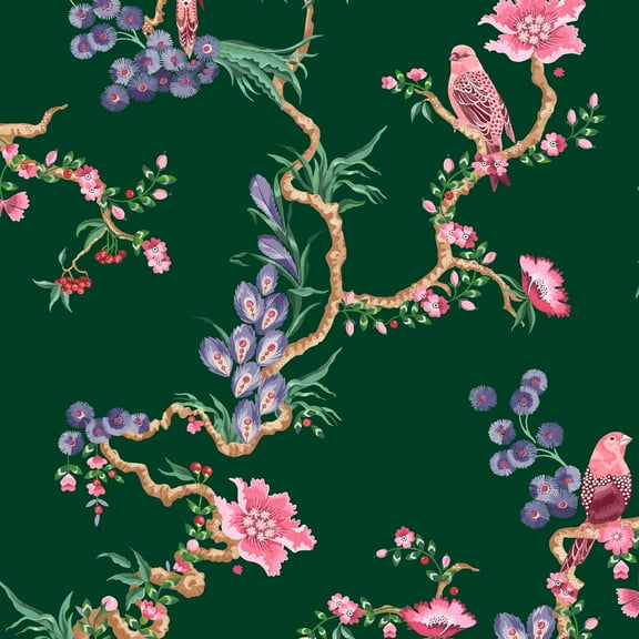 Cath Kidston Birds & Berries Emerald Wallpaper