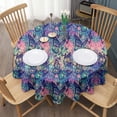 thumbnail image 3 of Green Blue Butterfly Pink Purple Pattern Round Tablecloth 60"x60",Wrinkle Wipeable Table Cloth for Kitchen Dining Room Picnic Patio Party, 3 of 6