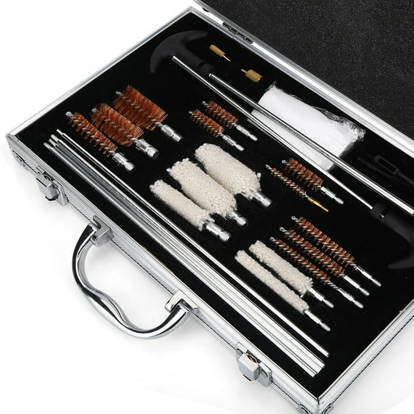Ensemble de 28 Pcs d'Outils de Nettoyage Professionnels pour Nettoyeur d'Armes à Feu avec Boîte en Aluminium