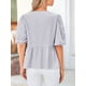 thumbnail image 2 of Blusa PRETTYGARDEN para mujer con lazo en la parte delantera a rayas 2025, gris y azul, 2 of 9