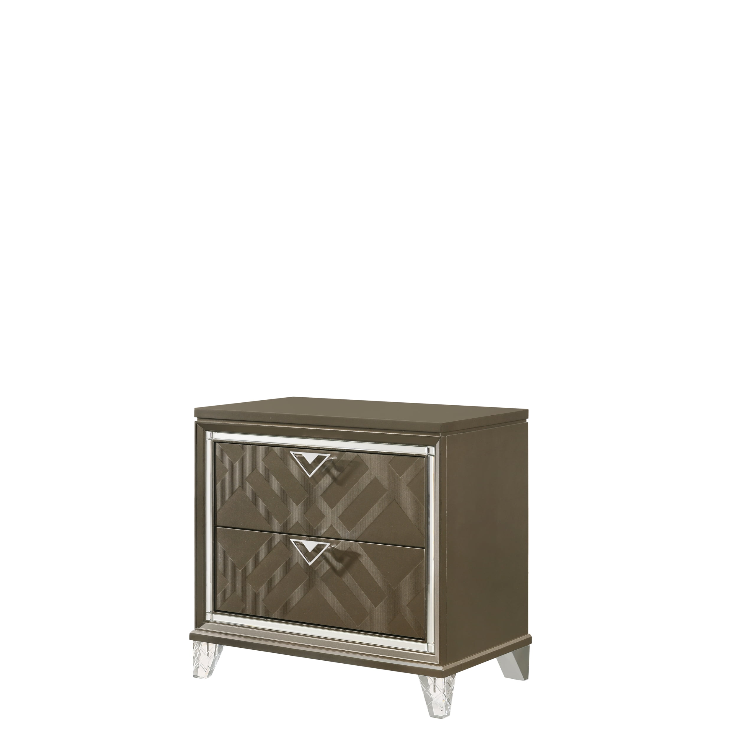 Skylar 32.9" Dark Champagne Retro Nightstand with Acrylic Legs