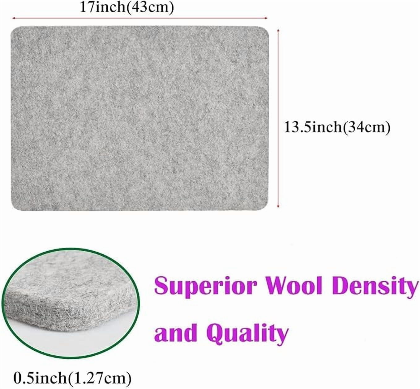 Wool Pressing Mat for Quilting, Portable 17''x13.5'' Heat Resistant Ironing Mat Board with Silicon Iron Rest Pad, Tabletop Sewing & Cutting Supplies