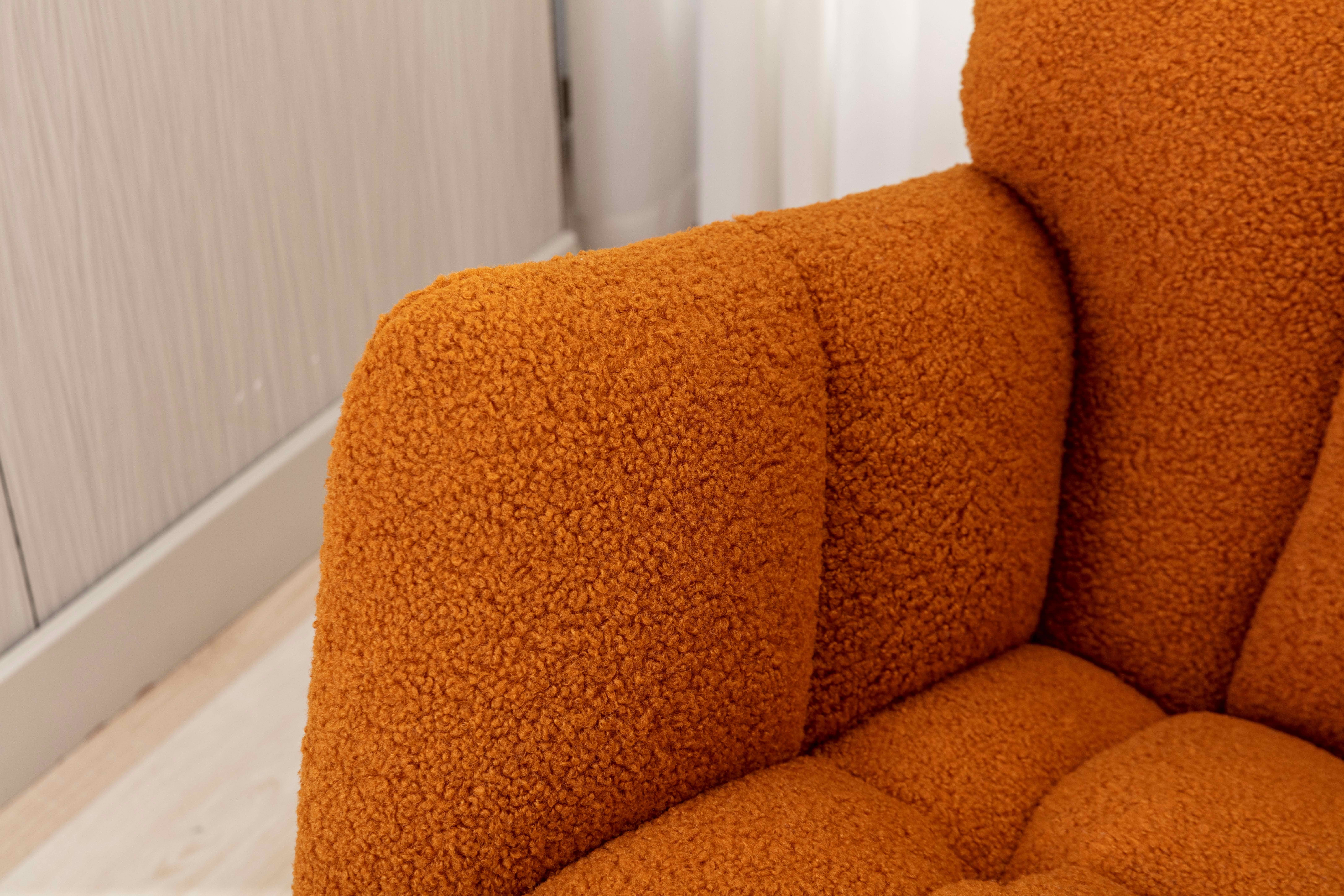 MAYEERTY Teddy Fabric Rocking Glider Nursery Chair, for Indoor Living Room, Caramel