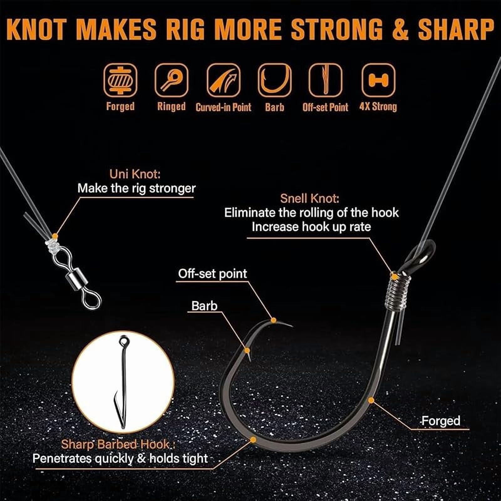 Catfish Fishing Set, Fishing Hook Set Catfish, Takedown Rigs Catfishs Float Rigs Consists of Float Beads and Circle Hooks with Rattler Fishing Equipment, (6 Set 6/0)