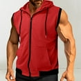 thumbnail image 2 of Men's Sleeveless Zip Hoodie - Lightweight Summer Pullover | Loose Fit with Kangaroo Pocket & Full-Zip Front, 2 of 5