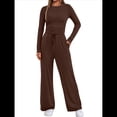 thumbnail image 2 of Traje de Otoño e Invierno para Mujer, de Larga, Color Liso, Informal, para Tiempo Libre Café XL, 2 of 8