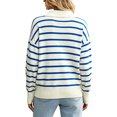 thumbnail image 4 of jinghuiyue Womens V Neck Sweater Long Sleeve Polo Striped Pullover Sweater Casual Knitted Loose Fall Tops L, 4 of 6