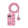 thumbnail image 1 of Power Strip Beeiker 6 USB (2 USB C) con 4 salidas, cable de 5 pies, rosa, 1 of 8