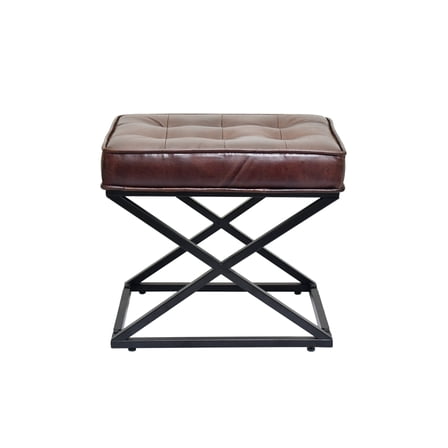 Candace Genuine Leather Ottoman Brown