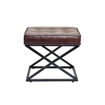 Candace Genuine Leather Ottoman Brown