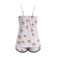 thumbnail image 3 of JIANJIA Womens Pajama Sets Christmas Santa Print Sexy Casual V Neck Spaghetti Strap Camisole With Shorts Sleepwear Homewear, 3 of 3