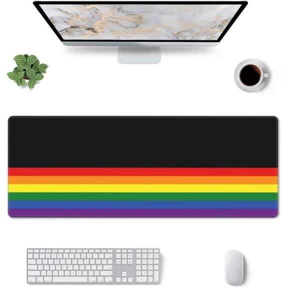 LGBT Gay Pride Rainbow Gaming Mouse Pad Pride Large Mouse Pad (31.5x11.8 Inch) Non-Slip Rubber Base Large Desk Mat Desk Protector for Home Office Gaming Work