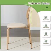COSVALVE Set of 2 Boho Dining Chairs with Rattan Back, Upholstered Cane, Metal Legs