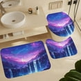 thumbnail image 6 of 4Pcs Dreamy Waterfall Shower Curtain Set with Toilet Lid Cover Non-Slip Rugs for Bathroom, Purple Starry Sky Star Mountain Shower Curtain Bathroom Sets with Hooks, 72x72 Inch, 6 of 8