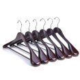 thumbnail image 1 of Nature Smile Perchas de madera de caoba de lujo para trajes – Paquete de 6 – Perchas de madera para abrigos, chaquetas, ropa de abrigo, perchas para camisas, acabado brillante con hombro extra ancho,, 1 of 5