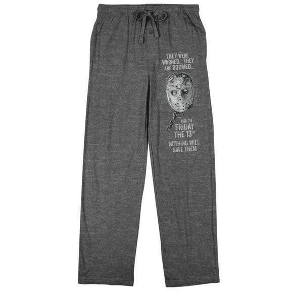 Friday The 13th Jason Voorhees' Warning Men's Graphite Heather Sleep Pajama Pants-Medium
