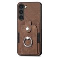 thumbnail image 2 of Compatible with Samsung Galaxy S21 Ultra, Classic Card Slots 360 Rotating Finger Ring Kickstand PU Leather + TPU Frame Magnetic Closure Back Case Cover for Samsung Galaxy S21 Ultra, Brown, 2 of 12