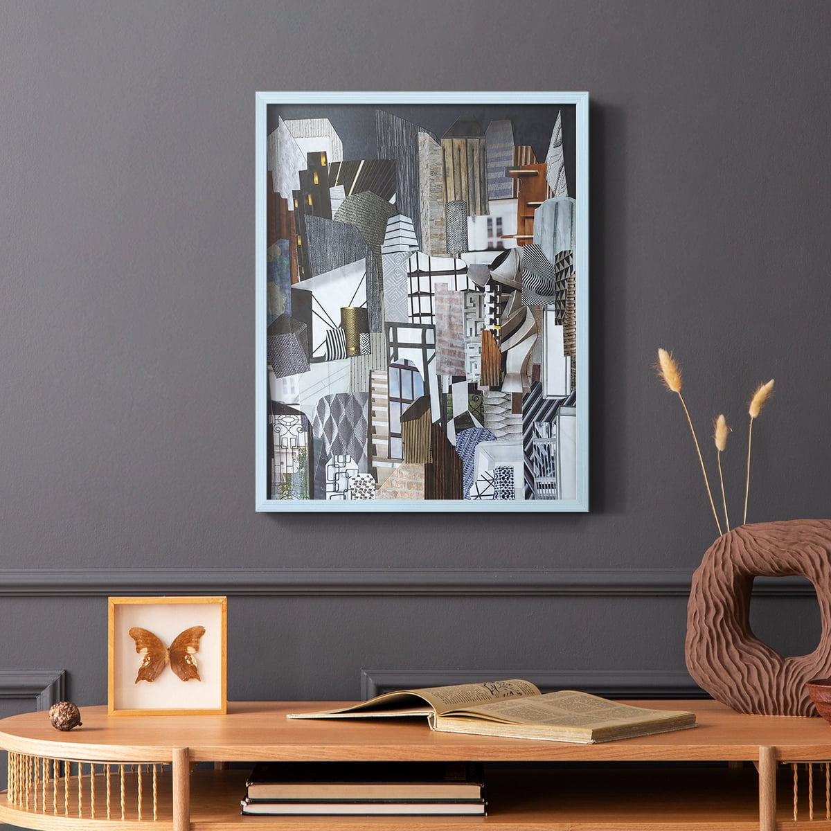 Western Metropolis Framed Print in Blue Solid Wood 8 x 10 Framed Print