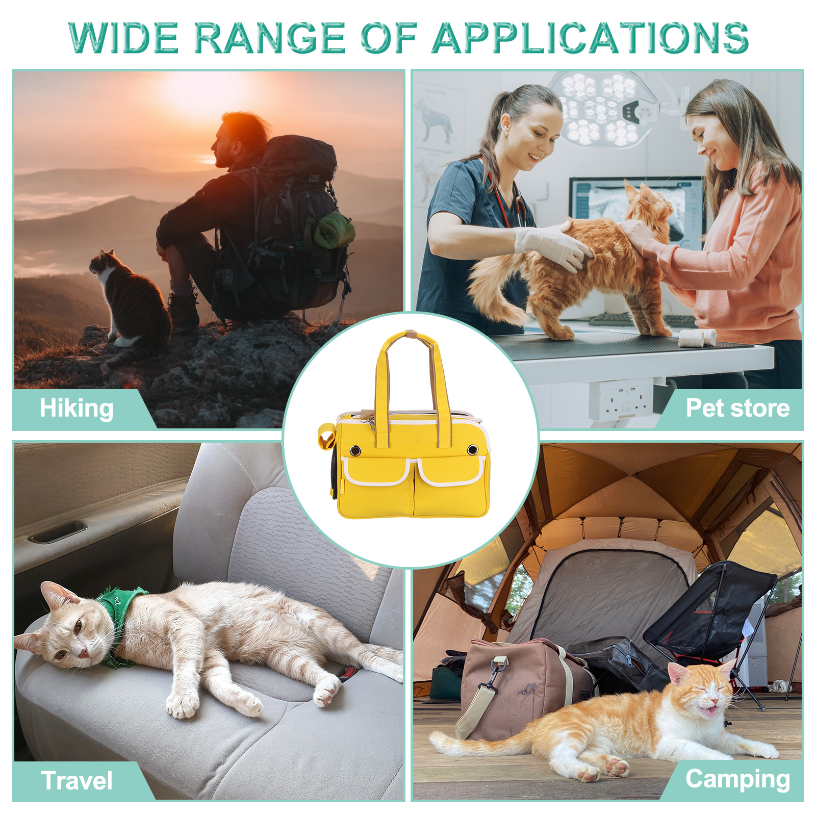 Uxcell Cat Carrier for Pet Adjustable Shoulder Strap Breathable Dog Carrier Up to 16.5 lbs Yellow