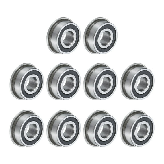 MF104-2RS Flanged Ball Bearing 4x10x4mm Double Sealed Chrome Steel Flange Bearings, 10 Packs