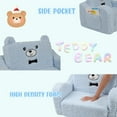 thumbnail image 6 of Kids Chairs for Toddler, 2-in-1 Toddler Soft Sherpa Couch Fold Out, Convertible Sofa to Lounger for Girls and Boys, Teddy Bear, Blue, 6 of 14
