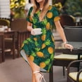 thumbnail image 3 of Balery Pineapples with Palm Leaves Vestidos sueltos de manga corta para mujer, vestidos de verano 2025, vestidos casuales de corte A con vuelo., 3 of 6