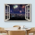 thumbnail image 3 of wall26 Canvas Print Wall Art Window View Vibrant 4th of July Firework Sky Celebrations &amp; Holidays Nature Photography Realism Landscape Colorful Multicolor for Living Room, Bedroom, Office - 32&qu, 3 of 5