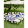 thumbnail image 5 of 54x80 Inch Outdoor Tablecloth with Umbrella Hole Zipper Rectangle Blue Purple Leaves Rectangular Tablecloths Outside Waterproof Botanical Abstract Color Retro Plants Patio Table Cover for Picnic, 5 of 8