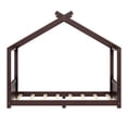 thumbnail image 5 of Leumius Twin Size House Shape Bed,Montessori House Bed Solid Wood Floor Bed for Kids,No Box Spring Needed,Espresso, 5 of 11