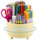 thumbnail image 1 of Organizador de escritorio Marbrasse con 5 compartimentos que gira 360°, color amarillo, 1 of 7