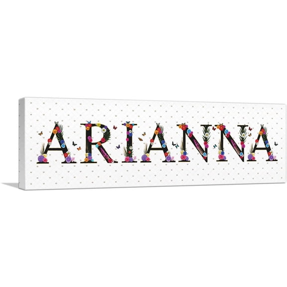 ARTCANVAS ARIANNA Girls Name Room Decor Canvas Art Print - Size: 36" x 12" (0.75" Deep)