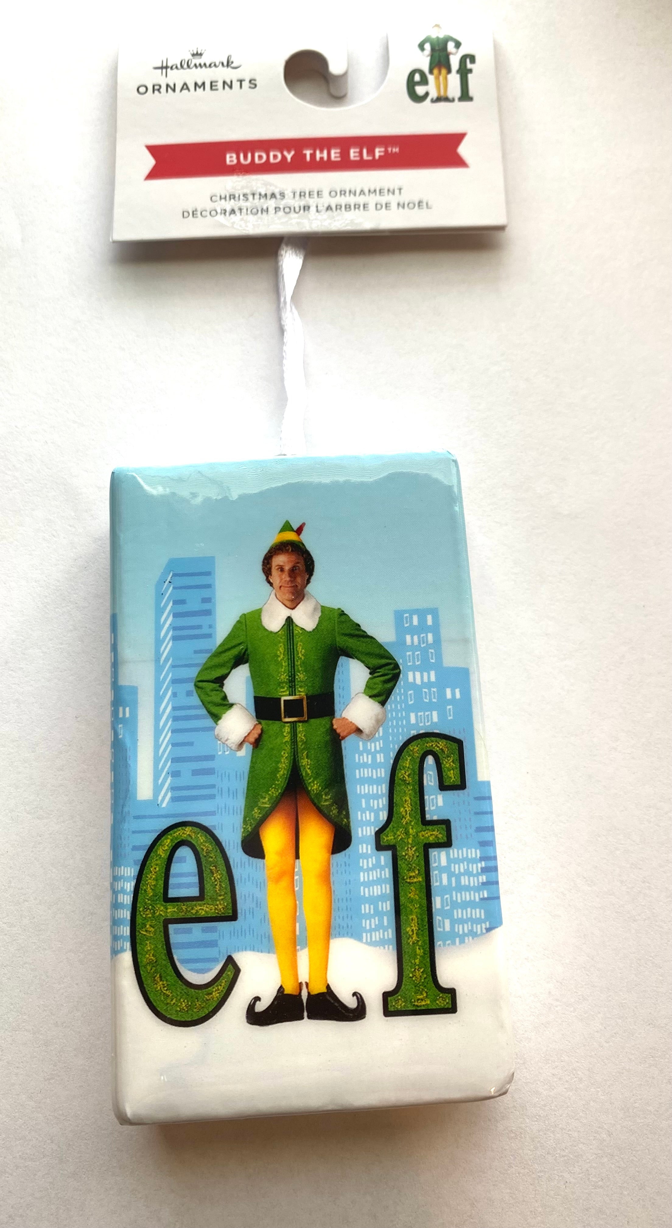 hallmark-buddy-the-elf-vhs-cover-decoupage-christmas-tree-ornament-new