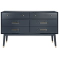 thumbnail image 2 of Safavieh Couture Home Collection Madden Retro Navy and Brass 6-Drawer Dresser Navy/Brass, 2 of 12