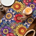 thumbnail image 3 of Boho Blue Flower Table Runner 72 Inches, Spring Bohemia Chic Red Yellow Floral Bed Runner Dresser Scarves Tabletop for Indoor Outdoor Parties/Ceremony/Banquet, 18" x 72", 3 of 8