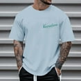 thumbnail image 2 of NOLDARES Graphic Tees Oversized Beach Tshirts for Men Letter Print Shirts Short Sleeve Mens Summer Shirts Casual Tops(Blue,M), 2 of 8