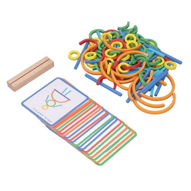 Matching Sticks Rings Puzzle Toy Wooden Sticks Rings Matching Creation Matching Early Learning Educational Toys For Boys Girls