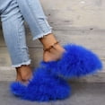 thumbnail image 3 of Slippers for Women 2025 Fall Winter Plush Fuzzy Fluffy Cozy Flat Slip On Slides Indoor House Slippers, 3 of 7